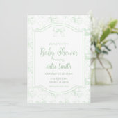 Groene Geslachtsneutrale Babyshower Uitnodiging (Staand voorkant)