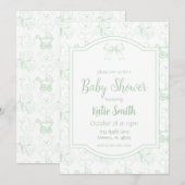 Groene Geslachtsneutrale Babyshower Uitnodiging (Voorkant / Achterkant)