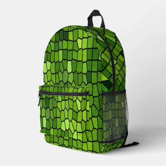 Groene geslepen glas look bedrukte rugzak (Achterkant Hoek Rechts)