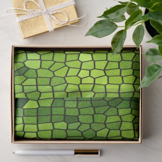 Groene geslepen glas look  tissuepapier (Geschenk)