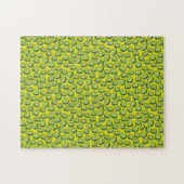 Groene gespleten koningen die voedsel uitdagen legpuzzel (Horizontaal)