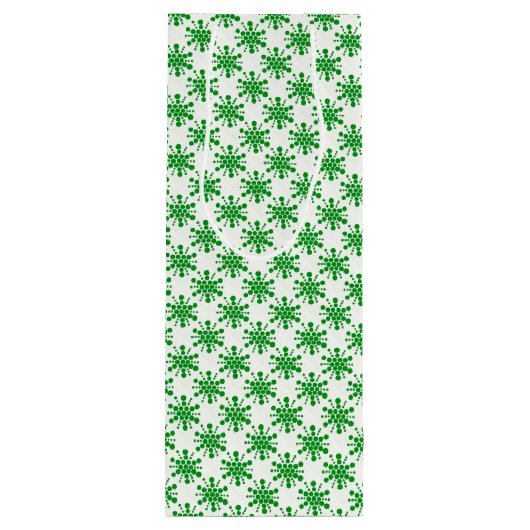Groene gestippelde sterren op wit wijn cadeautas (Achterkant)