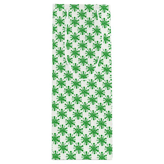 Groene gestippelde sterren op wit wijn cadeautas (Voorkant)