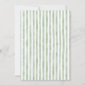 Groene gestreepte bloemige babyshower uitnodiging (Achterkant)