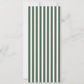 Groene gestreepte cabana lange trouwmenu kaart (Achterkant)