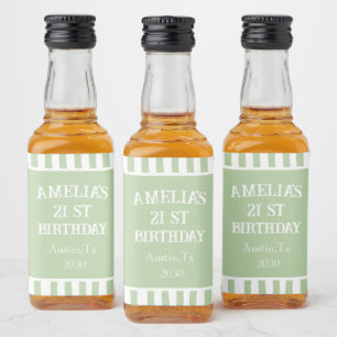 Groene gestreepte drankfles sticker voor 21e verja