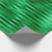 Groene gestreepte folie cadeaupapier (Hoek)