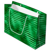 Groene gestreepte folie groot cadeauzakje (Voorkant Gekanteld)