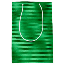 Groene gestreepte folie medium cadeauzakje