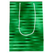 Groene gestreepte folie medium cadeauzakje (Achterkant)