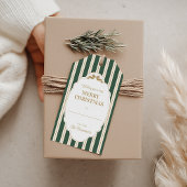 Groene gestreepte kerstcadeaukaartjes cadeaulabel