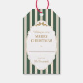 Groene gestreepte kerstcadeaukaartjes cadeaulabel (Voorkant)
