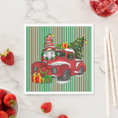 Groene gestreepte kerstservetten servet (Insitu)