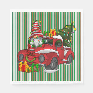Groene gestreepte kerstservetten servet