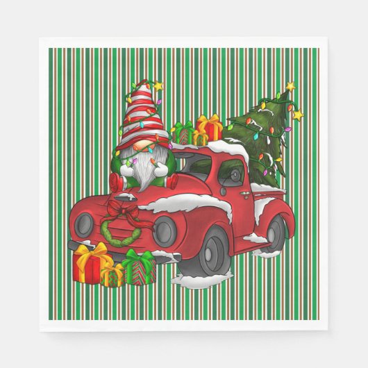Groene gestreepte kerstservetten servet (Voorkant)