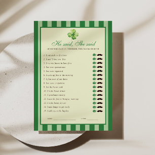 Groene gestreepte klaver Hij zei Zij zei spelkaart Kaart