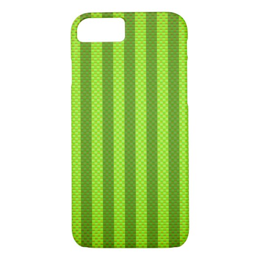 Groene gestreepte koolstofvezel gepatterd Case-Mate iPhone case (Achterkant)