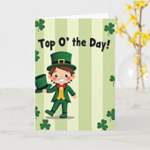 Groene Gestreepte Leprechaun Kaart (Gele Bloem)