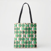 Groene gestreepte ovale helften  tote bag (Voorkant)