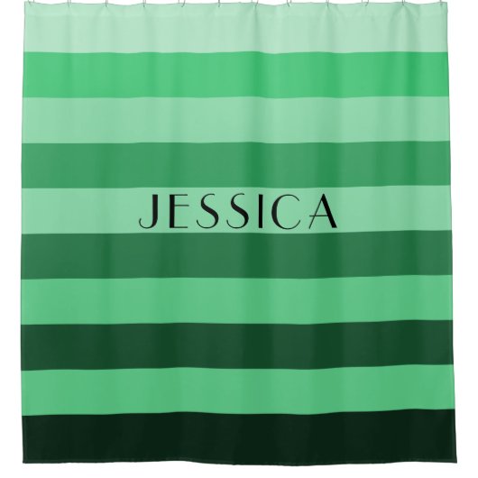 Groene Gestreepte patroonnaam op maat Douchegordijn (Voorkant)