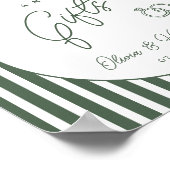 Groene gestreepte preppy trouwkaarten en geschenkb poster (Hoek)
