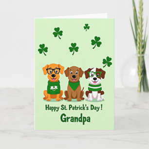 Groene Gestreepte Puppies Opa Kaart