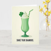 Groene gestreepte Shamrock Shake Kaart (Gele Bloem)