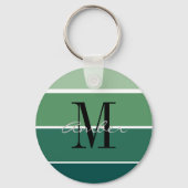 Groene gestreepte verloop gepersonaliseerde sleute sleutelhanger (Voorkant)