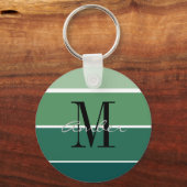 Groene gestreepte verloop gepersonaliseerde sleute sleutelhanger (Voorkant)