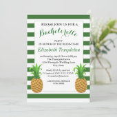 Groene gestripte moderne anananas Bachelorette Inv Kaart (Staand voorkant)