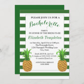 Groene gestripte moderne anananas Bachelorette Inv Kaart (Voorkant / Achterkant)