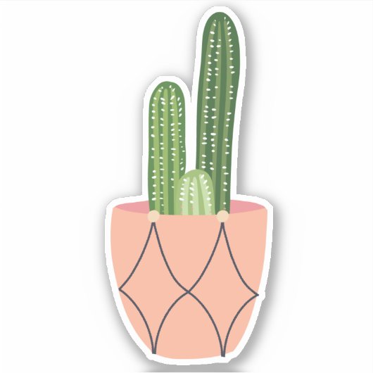Groene gesukkulente plant in pot transparante stic sticker (Voorkant)