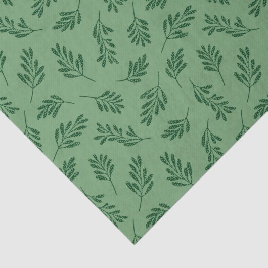 Groene getextureerde botanische bladeren tissuepapier (Detail)