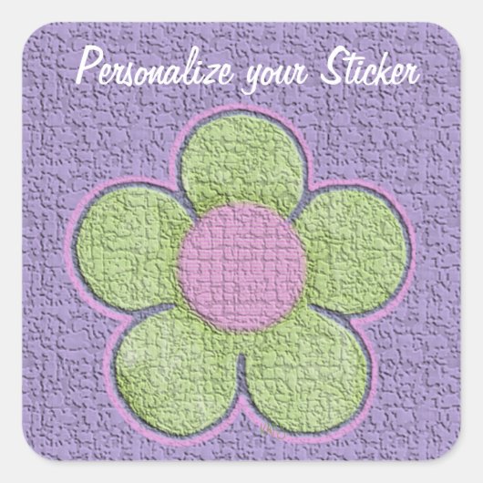 Groene getextureerde ventilator vierkante sticker (Voorkant)