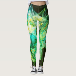 Groene Getinte Abstracte Kleuren op Aangepaste Mod Leggings