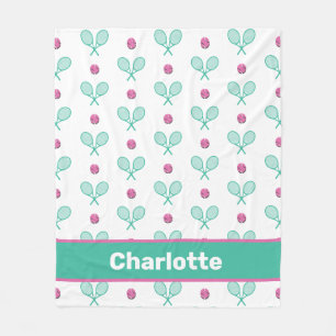 Groene getransneerde tennisrackets met aangepaste  fleece deken