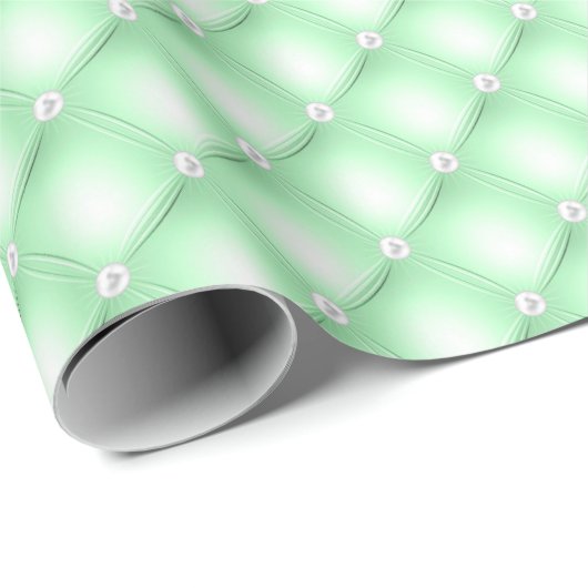 Groene getufte parels cadeaupapier (Rol Hoek)