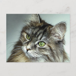 Groene geverfde kattenolie briefkaart
