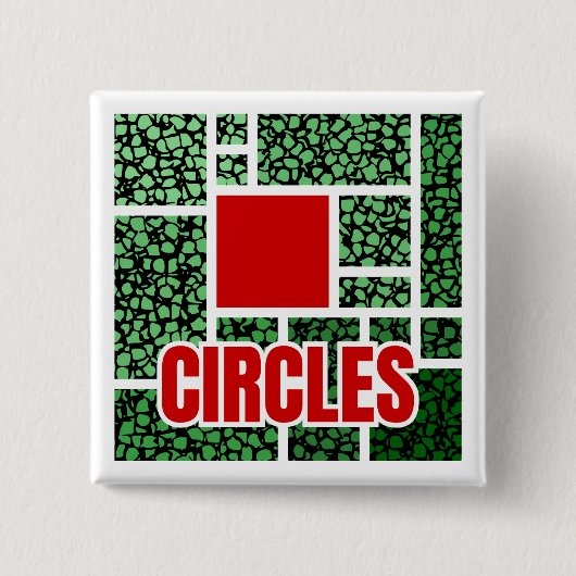 Groene Gevlekte Abstractie met Rode Accenten Vierkante Button 5,1 Cm (Voorkant)