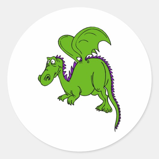 Groene gevleugelde draak ronde sticker (Voorkant)