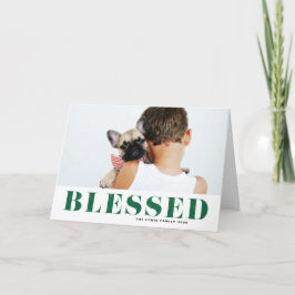 Groene Gezegende Typografie Foto Kerstmis Feestdagen Kaart