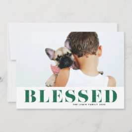 Groene Gezegende Typografie Foto Kerstmis Feestdagenkaart