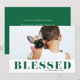 Groene Gezegende Typografie Foto Kerstmis Feestdagenkaart