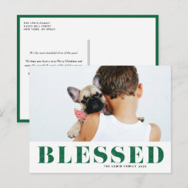 Groene Gezegende Typografie Foto Kerstmis Feestdagenkaart