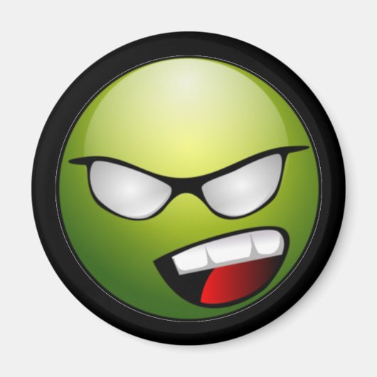 Groene Gezicht Zwarte Magneet (Voorkant)