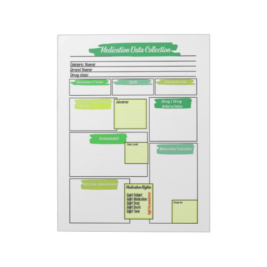 Groene Gezondheidszorg Student Medicatie Sjabloon Notitieblok (Linkerzijde)