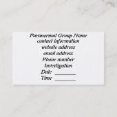 Groene Ghoul paranormale visitekaartjes (Achterkant)