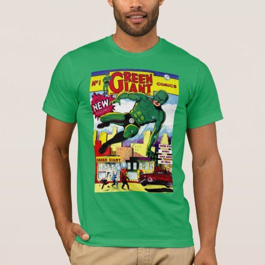 Groene Giant  strips T-shirt (Voorkant)
