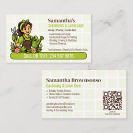 Groene Gieter Tuinier Meisje QR Gazon Verzorging Visitekaartje