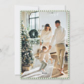Groene Gingham 2 Foto Vakantie Frame Script Elegan Feestdagenkaart (Achterkant)
